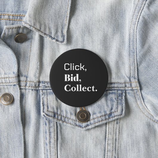 Click, Bid, Collect. Book Button 缶バッジ (インサイチュ)