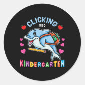 Clicking Into Kindergarten Dolphin Back To School  ラウンドシール (正面)