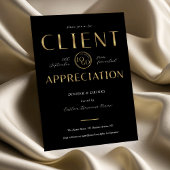 Client Appreciation Day Black & Gold Logo Company 招待状