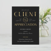 Client Appreciation Day Black & Gold Logo Company 招待状 (スタンド正面)