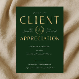 Client Appreciation Day Green & Gold Logo Company 招待状