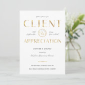 Client Appreciation Day White & Gold Logo Company 招待状 (スタンド正面)