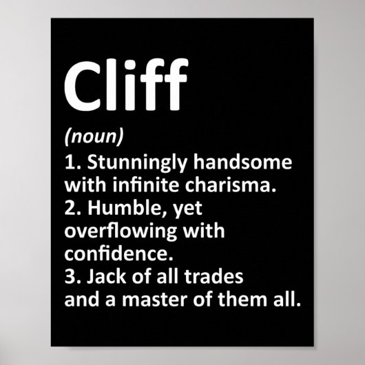 Cliff Definition Personalized Name Funny Birthday  ポスター (正面)