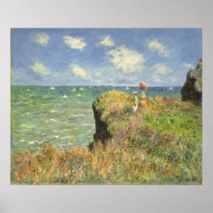Cliff Walk at Pourville by Claude Monet ポスター