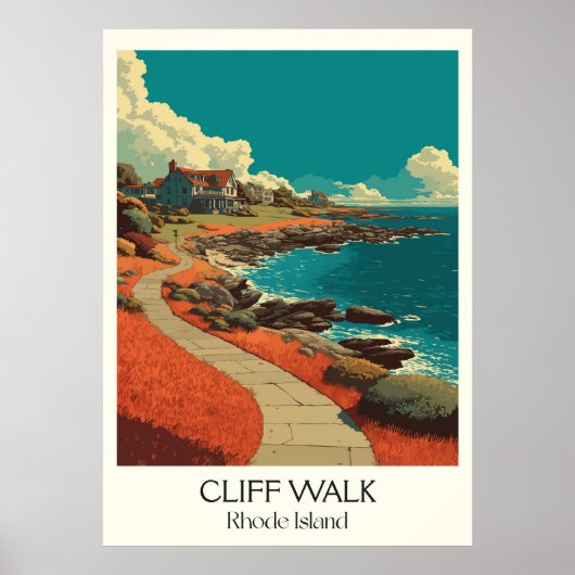 Cliff Walk Rhode Island Ocean Path ポスター (正面)