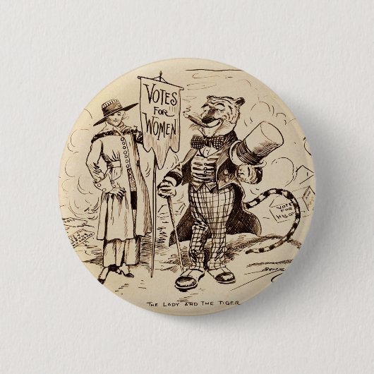 Clifford K. Berryman著女性そしてトラ 缶バッジ (正面)