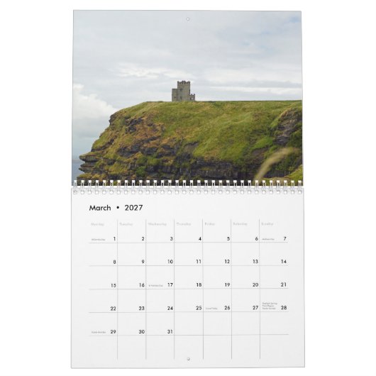 Cliffs of Moher - calendar カレンダー (3月 2027)