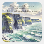Cliffs of Moher, Ireland & Quote スクエアシール (正面)