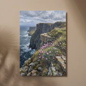 Cliffs of Moher Sea Pinks Thrift Art キャンバスプリント
