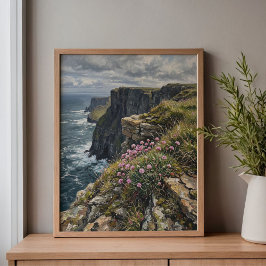 Cliffs of Moher Sea Pinks Thrift Art キャンバスプリント