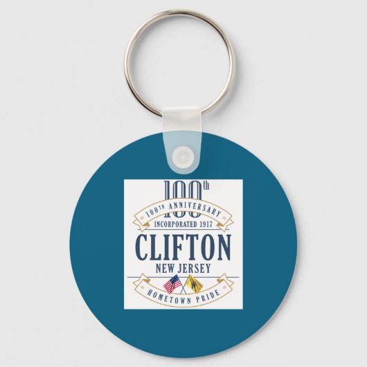 Clifton New Jersey 100th Anniv White  キーホルダー (正面)