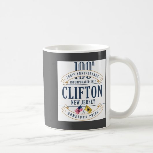 Clifton New Jersey 100th Anniv White  コーヒーマグカップ (右)