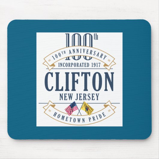 Clifton New Jersey 100th Anniv White _1 マウスパッド (正面)