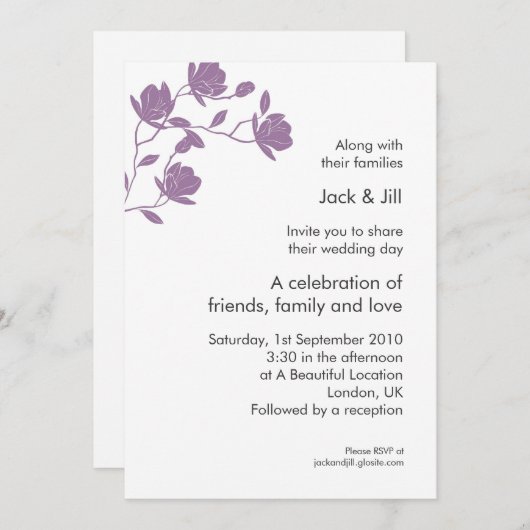 Climb High (紫) 5x7 招待状 (正面/裏面)