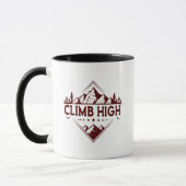 Climb High Mountain Mug – Hand-Drawn Motivational  マグカップ (左)
