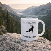 Climb More Worry Less Climbing Quote ジャンボコーヒーマグカップ