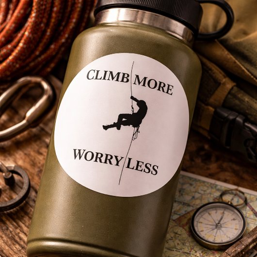 Climb More Worry Less Climbing Quote ラウンドシール