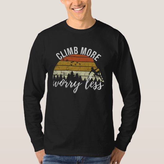 Climb More Worry Less Retro Climbing Tシャツ (正面)