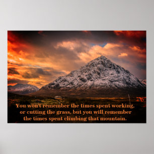 Climb That Mountain Landscape Inspirational Quote ポスター