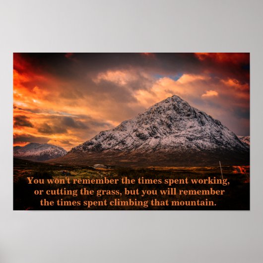 Climb That Mountain Landscape Inspirational Quote ポスター (正面)