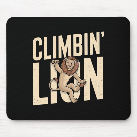 Climbin Lion - 面白いクライマー マウスパッド (正面)