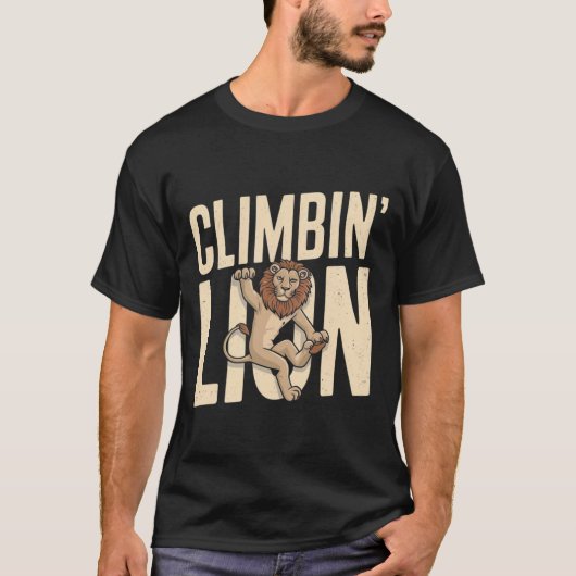 Climbin Lion - Funny Climber  Tシャツ (正面)