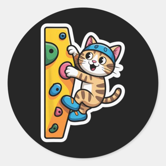 Climbing Cat Bouldering Wall Meme  ラウンドシール (正面)