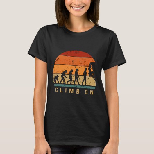 Climbing Evolution - Bouldering Climbing Mountaine Tシャツ (正面)