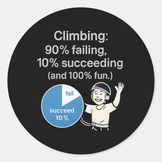 Climbing Pie Chart 90% Fail 10% Win Fun Graphic ラウンドシール (正面)