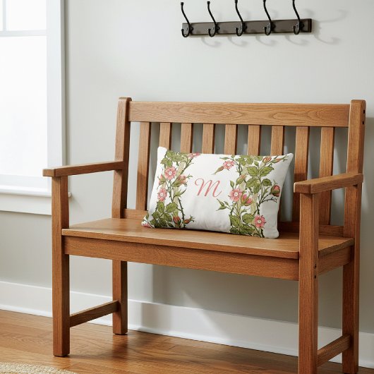 Climbing Pink Roses Trellis Monogram ランバークッション