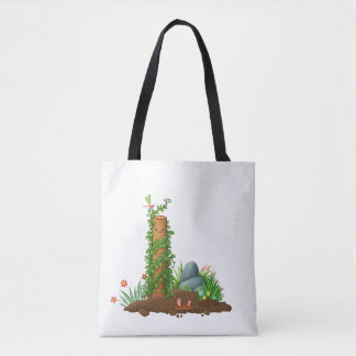 Climbing Plant Totem Tote Bag with Sunny Pun Back トートバッグ