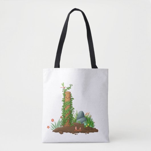 Climbing Plant Totem Tote Bag with Sunny Pun Back トートバッグ (正面)
