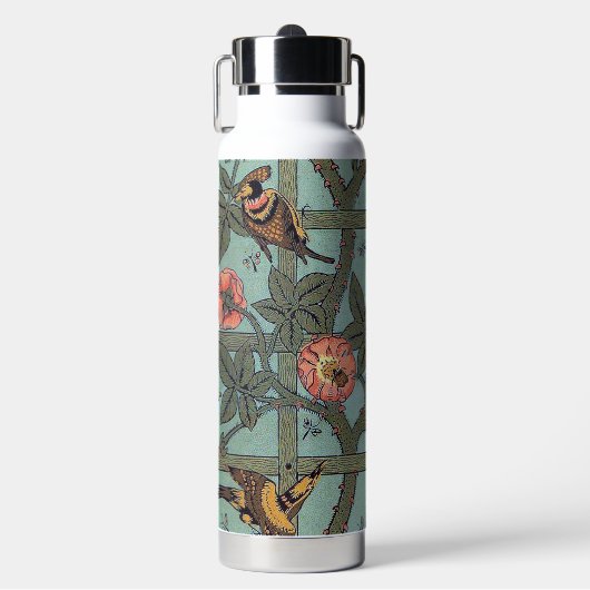 Climbing Roses & Small Birds, William Morris ウォーターボトル (正面)
