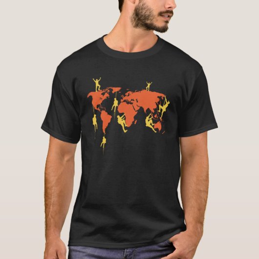 Climbing The World Earth Globe Climber Boulderer Tシャツ (正面)