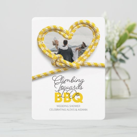 Climbing Towards I Do BBQ Wedding Shower Yellow 招待状 (スタンド正面)