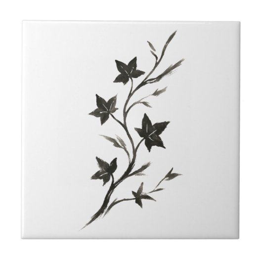 Climbing Vine – シンプルな植物画ブラシ・アートを タイル (正面)