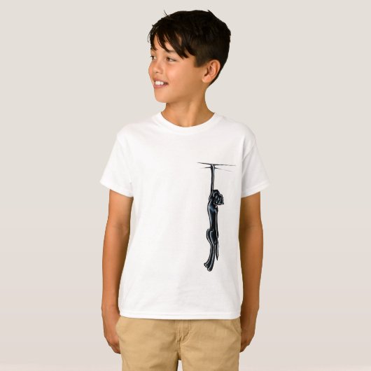 Clingy Black Lab Off-Reach Art™ Tシャツ (正面フル)