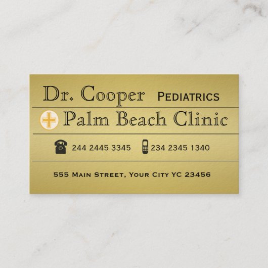 Clinic Appointment Crossモダンな金ゴールドの博士 予約カード (正面)