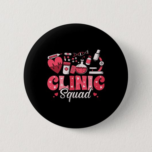 Clinic Squad Stethoscope Leopard Nurse Valentine's 缶バッジ (正面)