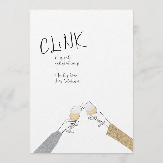 Clinking Glasses Girl's Party 招待状 (正面)