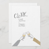 Clinking Glasses Girl's Party 招待状 (正面/裏面)