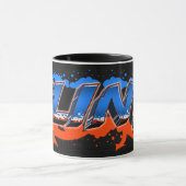 Clint Vorname Name Graffiti blue orange Tasse マグカップ (中央)