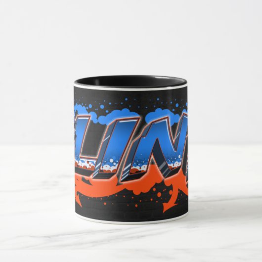 Clint Vorname Name Graffiti blue orange Tasse マグカップ (中央)