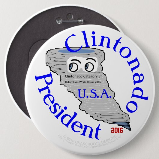 Clintonado Category 5 Elect Hillary Clinton 2016 缶バッジ (正面&裏面)