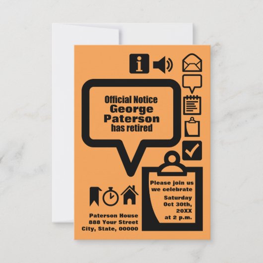 Clipart色を選択2 カスタム Retierパーティー 招待状 (正面)