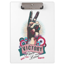 Clipboard – Victory Peace & Love Pop-Art Design クリップボード