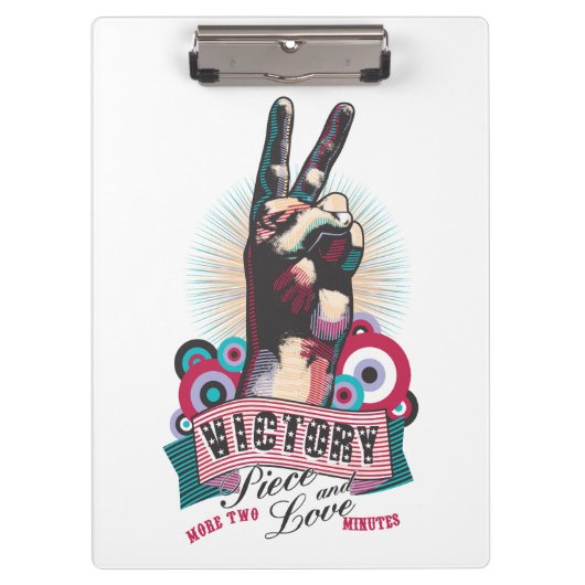 Clipboard – Victory Peace & Love Pop-Art Design クリップボード (正面)