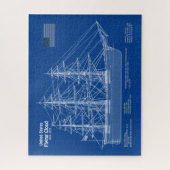 Clipper Ship 飛んでいる Cloud - Blueprint ABD ジグソーパズル (縦)
