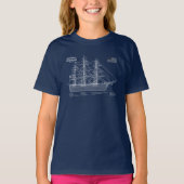 Clipper Ship 飛んでいる Cloud - Blueprint ABD Tシャツ (正面)