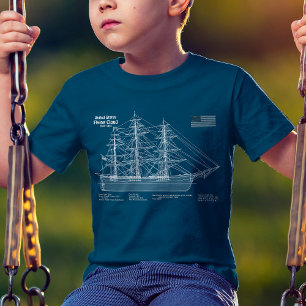 Clipper Ship 飛んでいる Cloud - Blueprint ABD Tシャツ